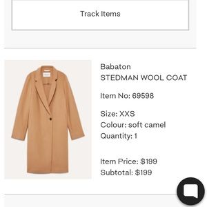 Aritzia Babaton STEDMAN WOOL COAT